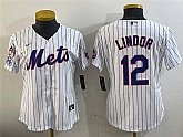 Women's New York Mets #12 Francisco Lindor White 2025 Spring Training Cool Base Stitched Jersey,baseball caps,new era cap wholesale,wholesale hats